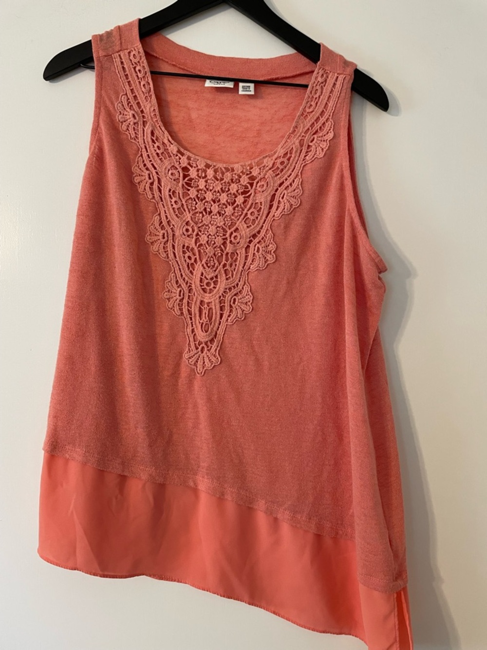 Asymmetrical Sleeveless Lace-Trim Tank Top